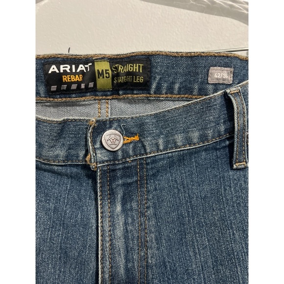 Ariat Rebar M5 Straight Leg Jean Men’s 42x35.5 Blue Edgewood Denim - Picture 8 of 16